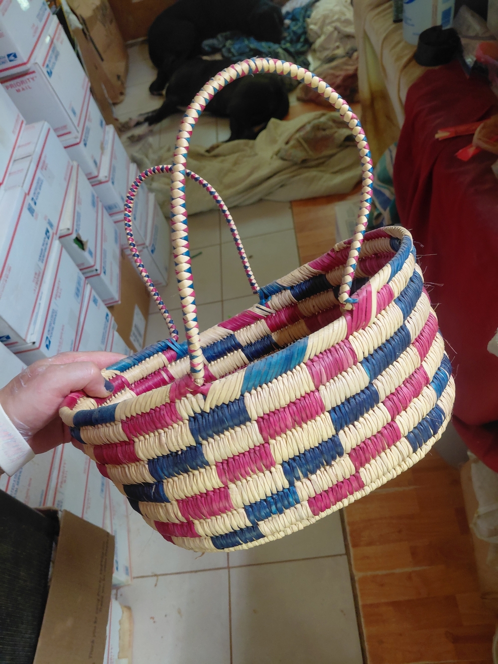 authentic handwoven Bolga market basket from Ghana